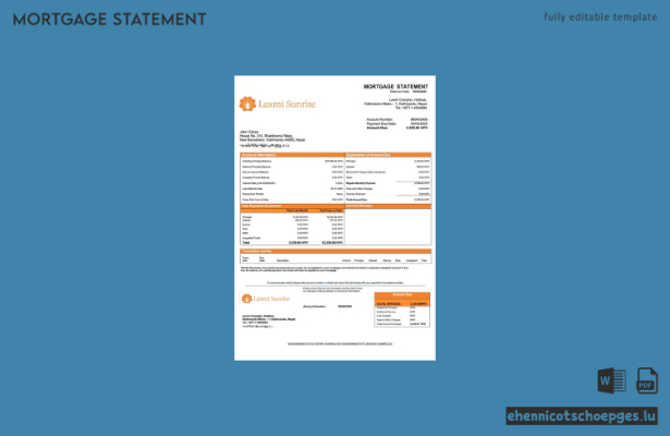 Nepal Laxmi Sunrise Bank Hypothekenabrechnung – Beispiel-Word- und PDF-Vorschau